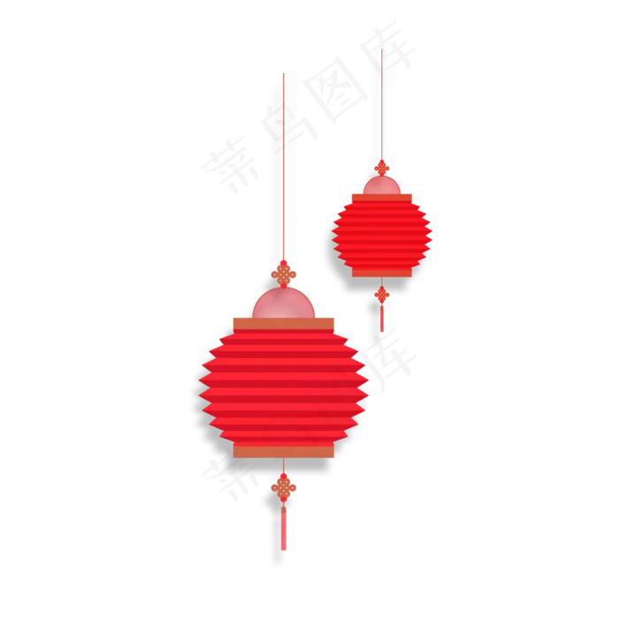 春节过年暖色系红色两个灯笼(2000X2000(DPI:300))