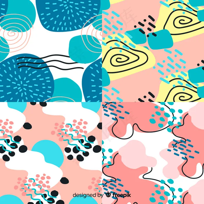 手绘抽象图案集eps,ai矢量模版下载