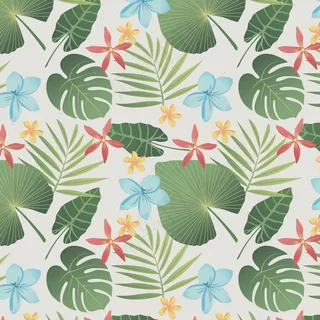 带叶子的异国花卉图案