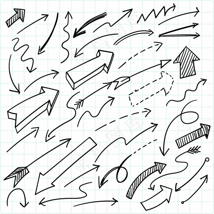 手绘几何涂鸦箭头组设计