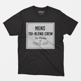 男式三混色圆领T恤模型样机