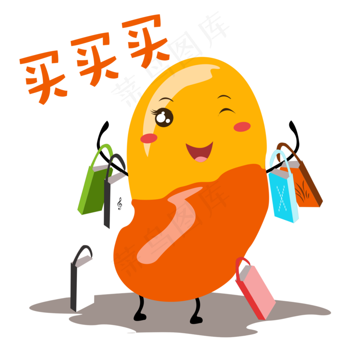 秋天手绘蚕豆买买买表情包(2000X2000(DPI:96))psd模版下载