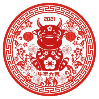 牛年窗花剪纸矢量装饰