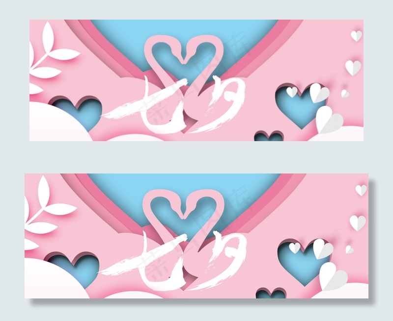 七夕蓝色背景文艺海报banner背景