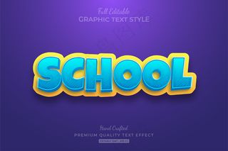 学校卡通可编辑文本风格效果
