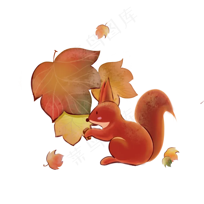 霜降黄色可爱秋天松鼠(2000X2000(DPI:299))psd模版下载