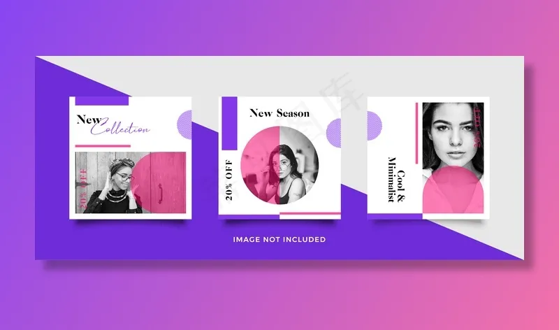 极简社交媒体帖子模板集eps,ai矢量模版下载