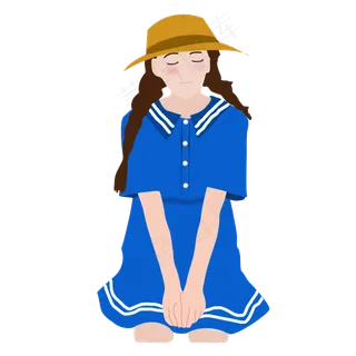 七夕节等待表白的少女png下载