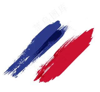彩色墨迹笔刷法国国旗