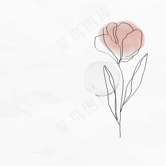 纹理背景与郁金香矢量女性线条艺术插图eps,ai矢量模版下载