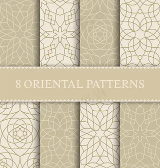 一套传统的阿拉伯无缝图案，