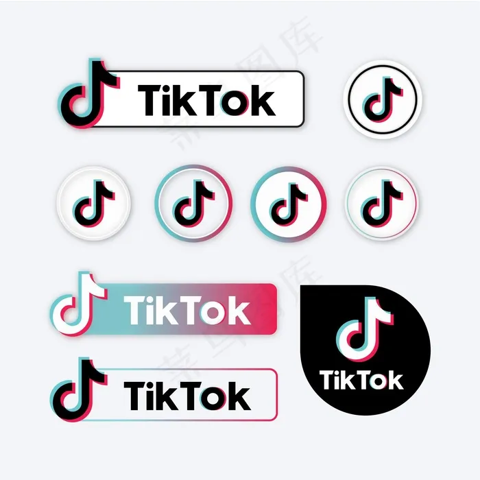 Tiktok标志系列eps,ai矢量模版下载