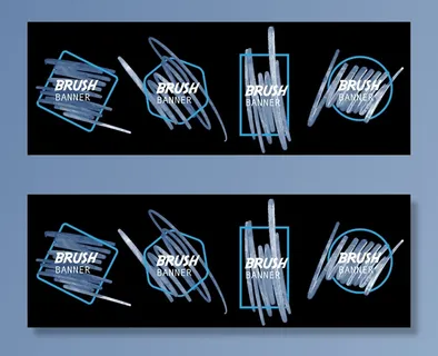 蓝色水彩笔画横幅banner 蓝色水彩笔画横幅banner