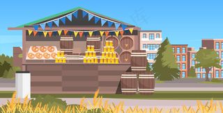 带啤酒十月节派对的木制摊位