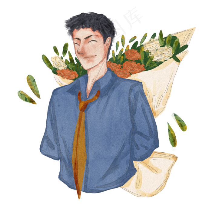 七夕节情人节植物男人人物元素素(2000X2000(DPI:300))psd模版下载