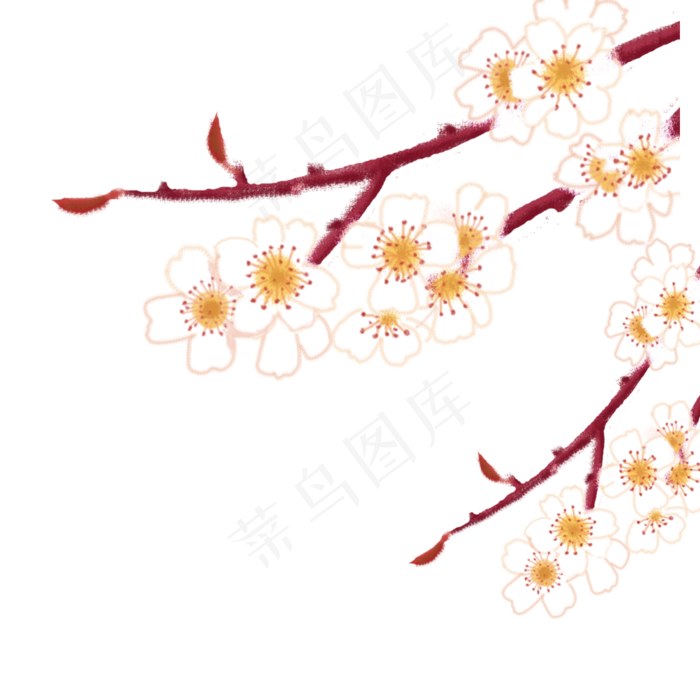 手绘卡通梅香梅花花朵(1500X1500(DPI:300))psd模版下载