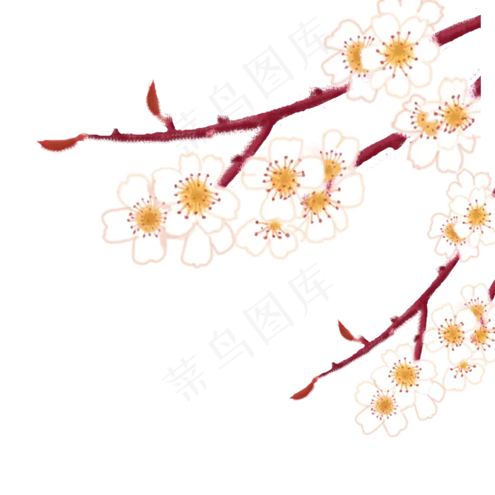 手绘卡通梅香梅花花朵(1500X1500(DPI:300))psd模版下载