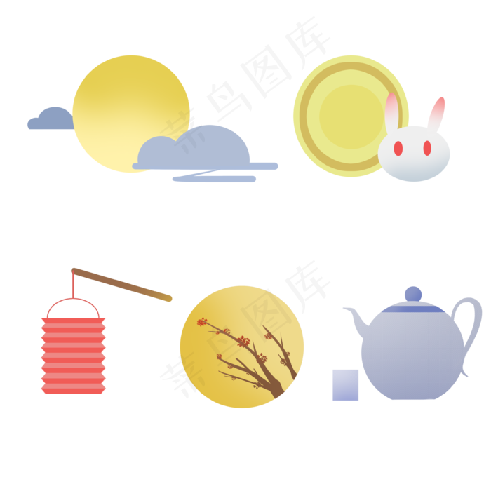 中秋月圆月饼玉兔灯笼(3543X3543(DPI:299))psd模版下载