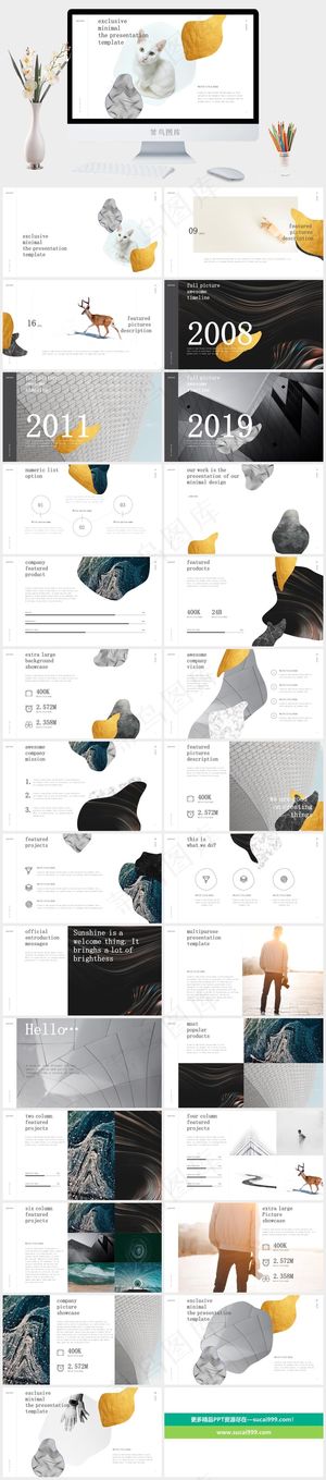 白色素雅简洁PPT模板