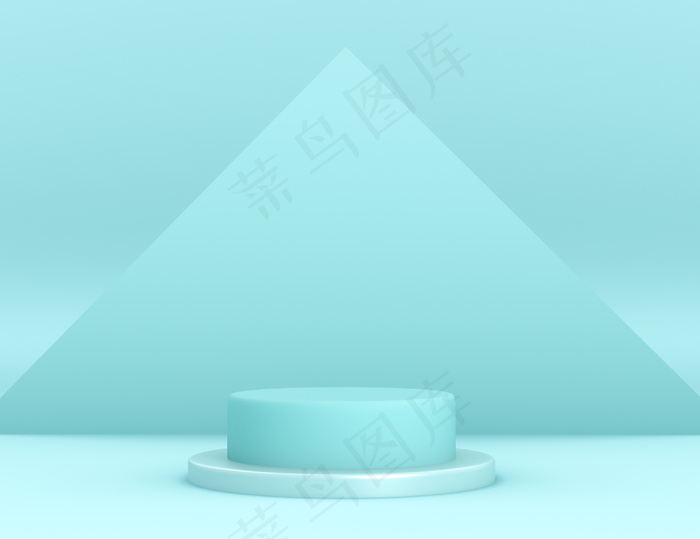 用于产品放置的三维几何青色平台，具有三角形背景和可编辑颜色psd模版下载