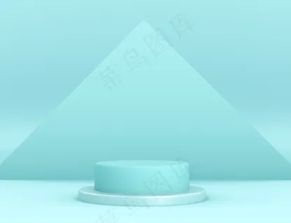 用于产品放置的三维几何青色平台,具有三角形背景和可编辑颜色 用于产品放置的三维几何青色平台,具有三角形背景和可编辑颜色