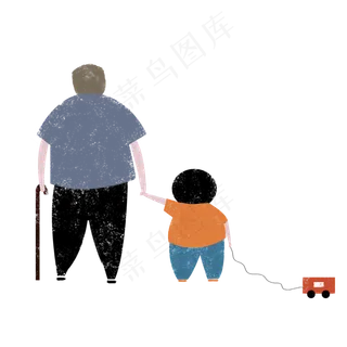 彩绘做旧爷孙可商用元素