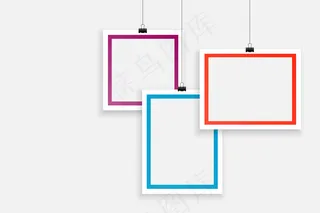 时尚的三个空白相框背景设计