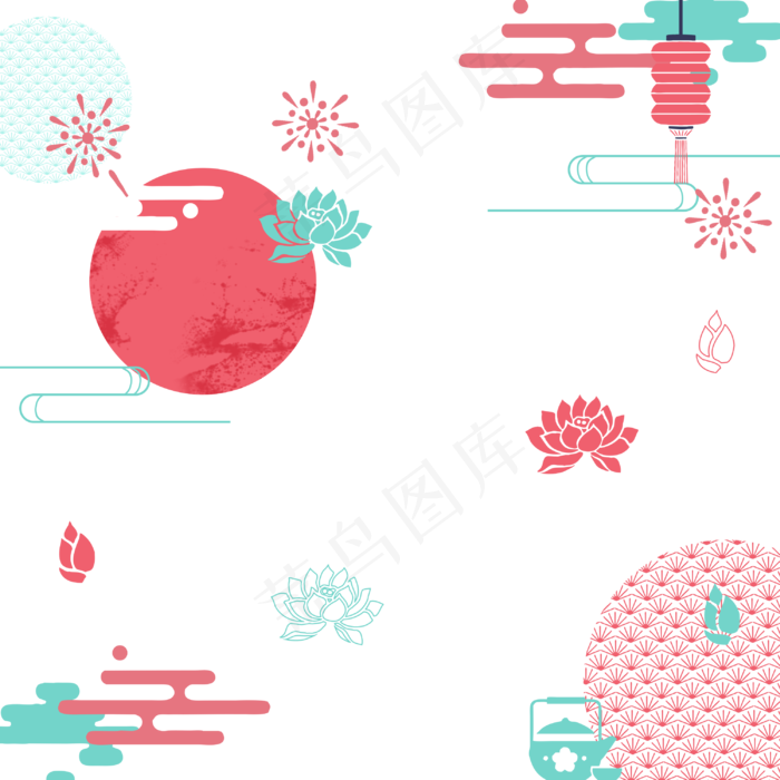 中秋粉蓝粉红底纹(3000X3000(DPI:300))psd模版下载