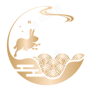 古风中秋节玉兔边框