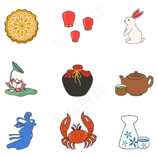 中秋节节庆图标矢量图