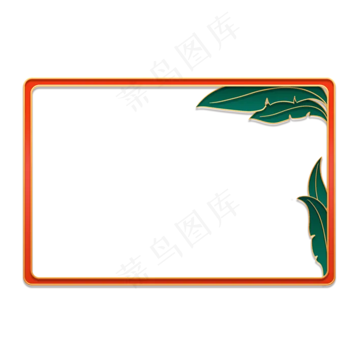 立体金边国潮风植物边框(2000X2000(DPI:300))psd模版下载