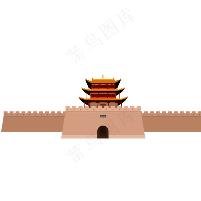 卡通手绘嘉峪关建筑设计(2000X2000(DPI:150))psd模版下载