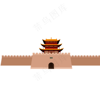 卡通手绘嘉峪关建筑设计