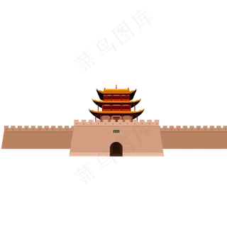 卡通手绘嘉峪关建筑设计