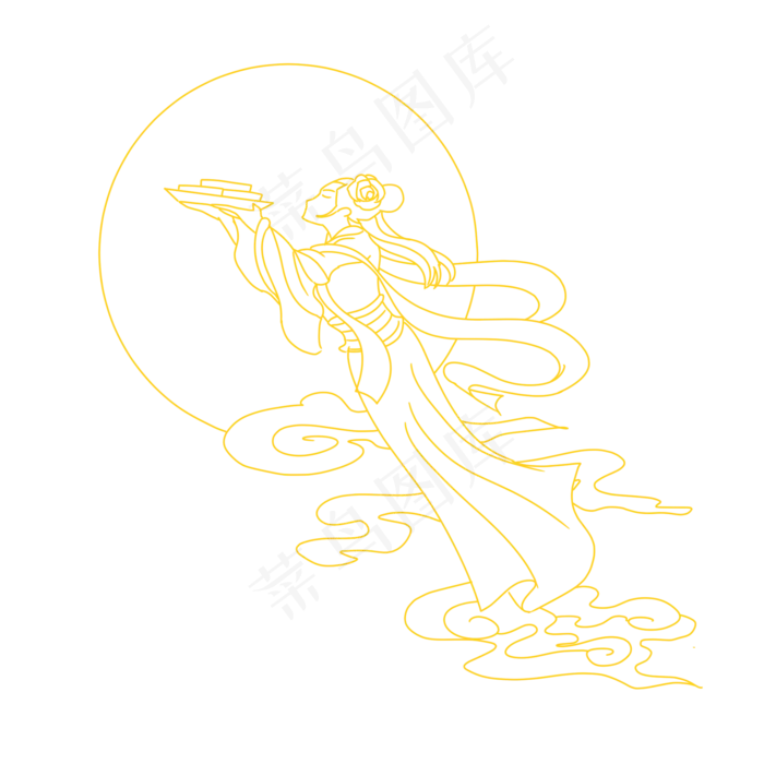 奔月端月饼嫦娥(2000X2000(DPI:300))psd模版下载