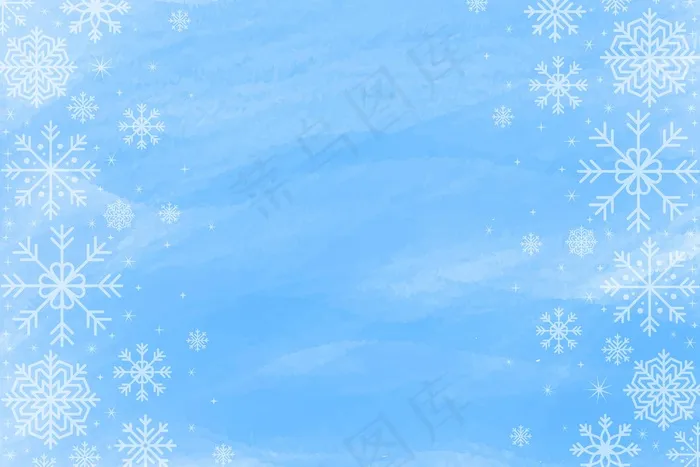 蓝色水彩画的冬季背景，空白处eps,ai矢量模版下载