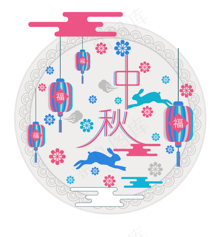 中秋节八月十五包装飞兔(6696*7200px 300 dpi )ai矢量模版下载