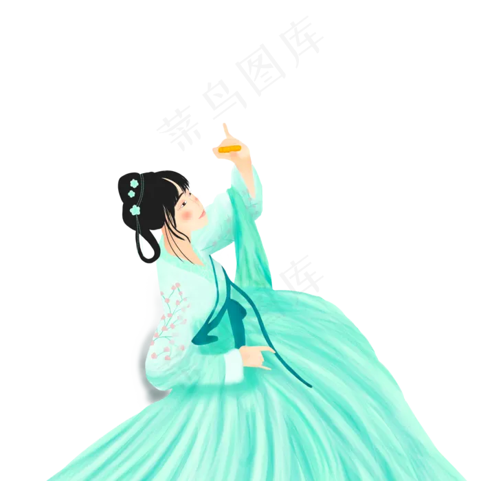 中秋古典女孩装饰元素设计(2000X2000(DPI:96))psd模版下载