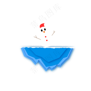 矢量手绘卡通冰块雪人