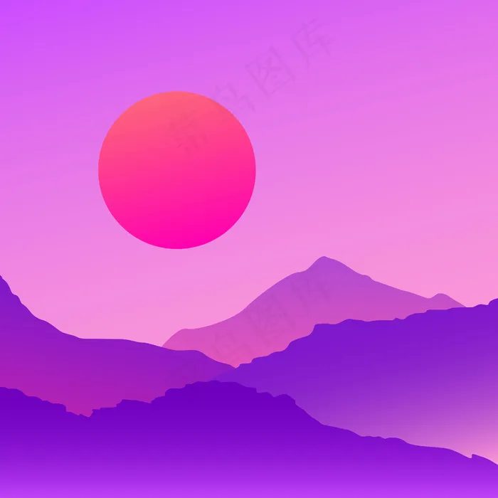 夕阳下的雾山景色。矢量eps 10图解eps,ai矢量模版下载