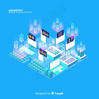 等轴测数据可视化概念背景