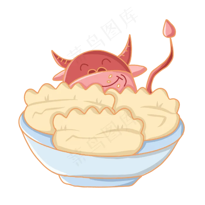 冬至吃饺子小牛(3000X3000(DPI:300))psd模版下载