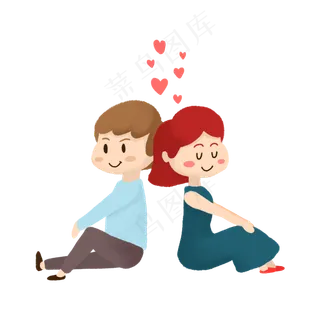 七夕情侣背靠背手绘