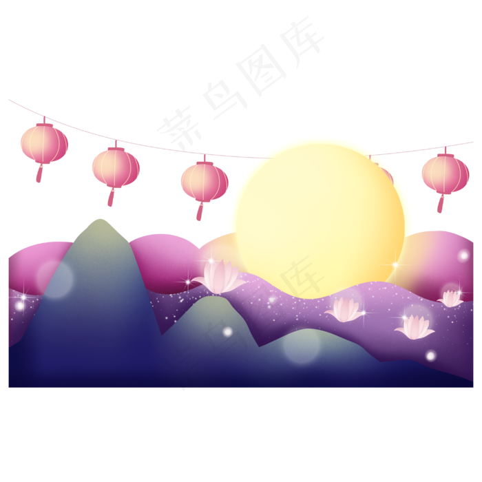 中秋节灯笼花灯(3000X3000(DPI:300))psd模版下载