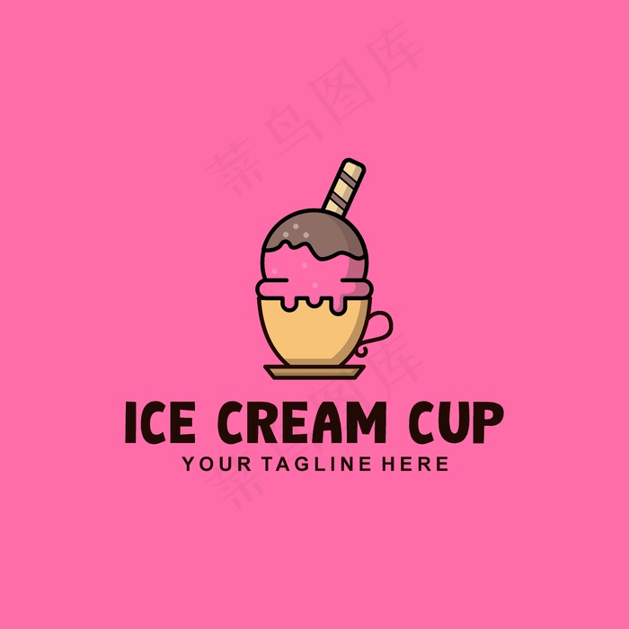 冰淇淋杯标志设计与平面风格