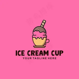 冰淇淋杯标志设计与平面风格