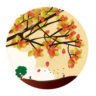 卡通秋天的风景图免抠图