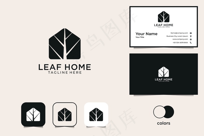 Leaf home徽标和名片eps,ai矢量模版下载