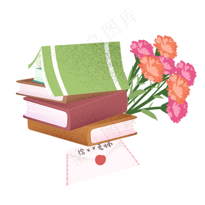 教师节老师书本和鲜花