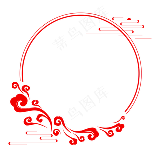 传统红色祥云主题边框
